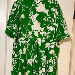 Chicos 3.5P Petite XL/XXL Green Floral Silk Blend Maxi Dress VGUC